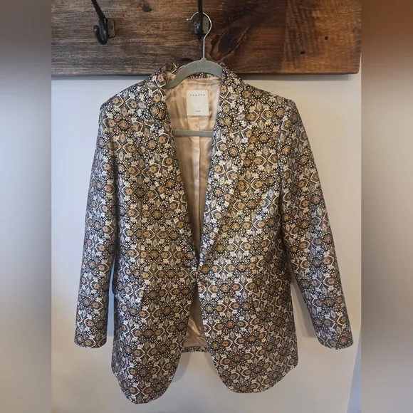 Sandro Ayan Metallic Jacquard Blazer - Picture 4 of 13